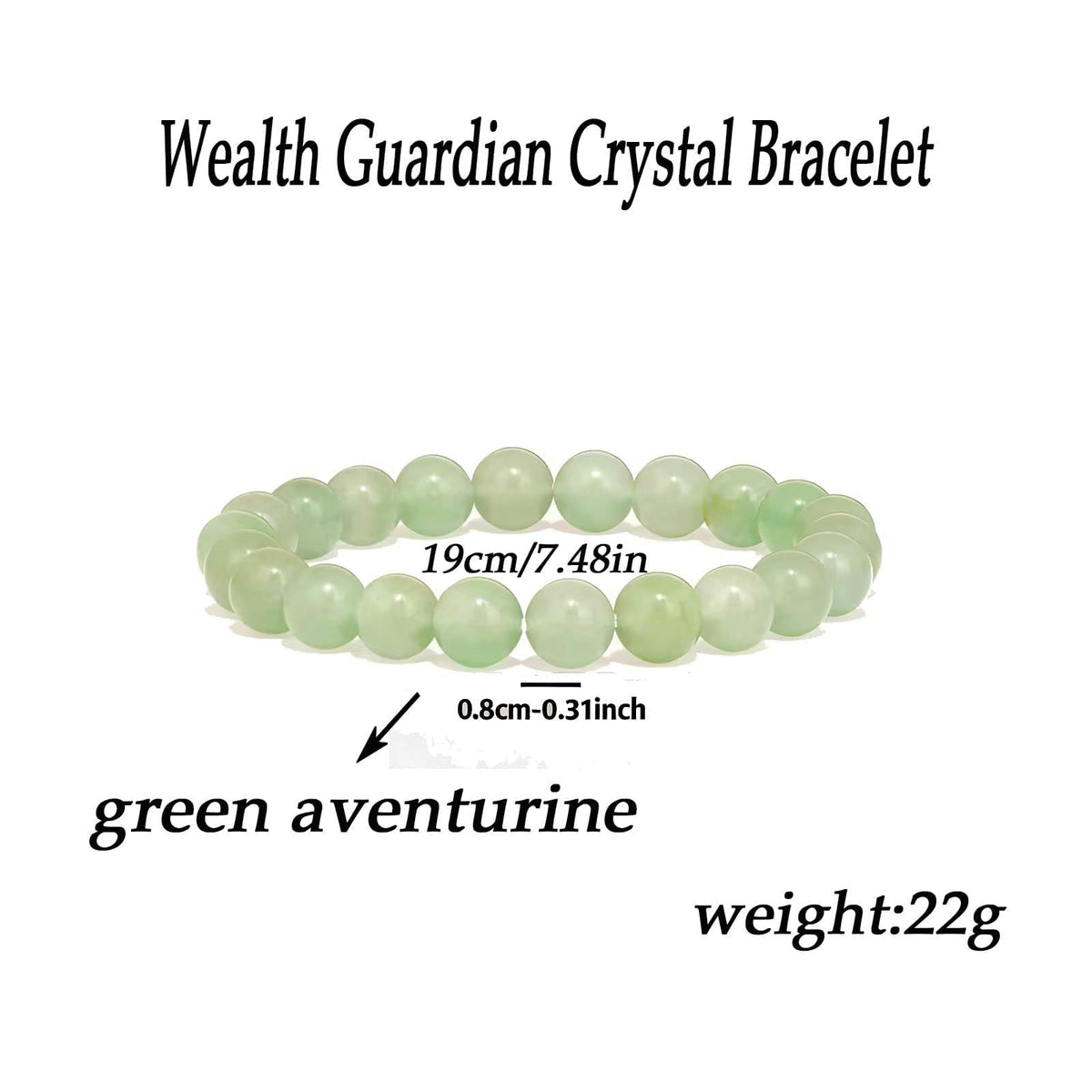 Adjustable Crystal Money Bracelets for Women Aventurine & Tiger-Eye Stone Beaded Bracelet Wealth Attraction Feng Shui Good Luck Elastic Bracelets Natural Healing Protection Jade Spiritual Jewelry (Green)