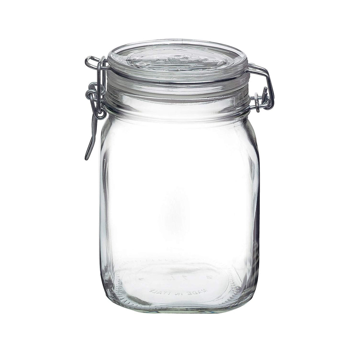 Bormioli Rocco Clear Glass Storage Jars: Airtight Hinged Lid With Leak Proof Gasket, Wide Mouth Canister Kitchen Food Container - For Zero Waste Air Tight Preserving Jam, Spices, Coffee, Sugar & Herbs