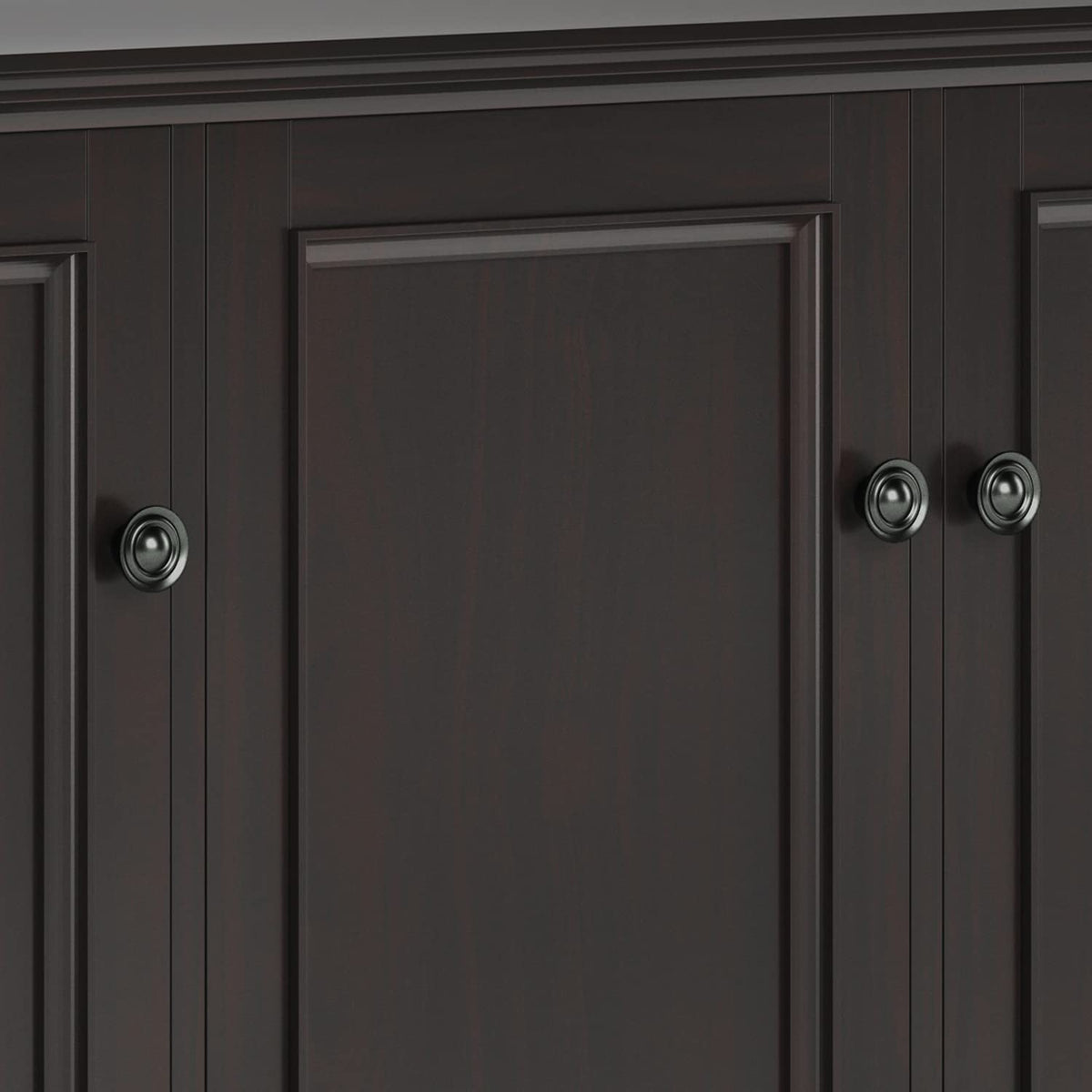 SIMPLIHOME Amherst 60-inch Wide Solid Wood 3-Door Storage Cabinet in Hickory Brown, Transitional-Style Buffet Sideboard for Living Room, Dining Room or Entryway