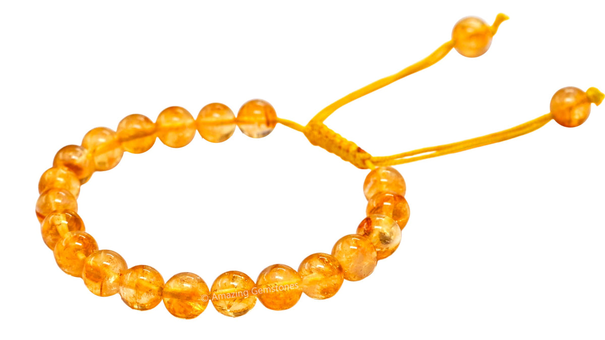 Amazing Gemstone Citrine Bracelet, Gifts For Men & Women - Protection Healing Crystal Bracelet - 8mm Gemstone Beaded Adjustable Bracelet, Pulseras Para Hombres Mujer Stocking Stuffers
