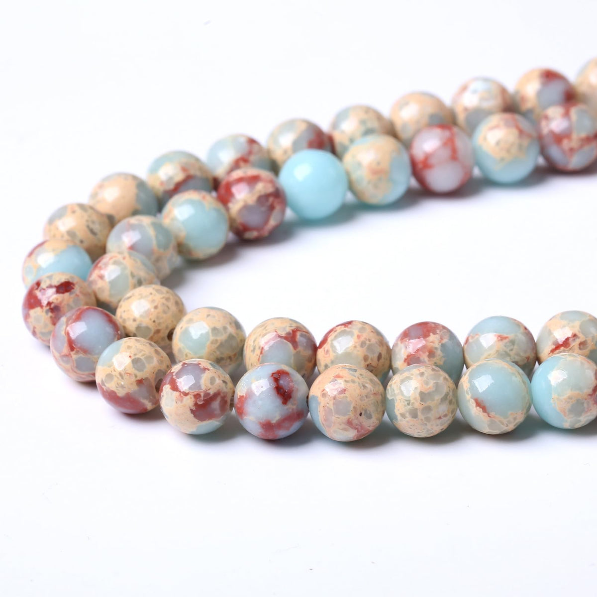 60PCS 6MM Natural Longevity Mountain Beads Round Loose Stone Beads for Jewelry Making DIY Energy Stone Healing Power Bracelet 15"