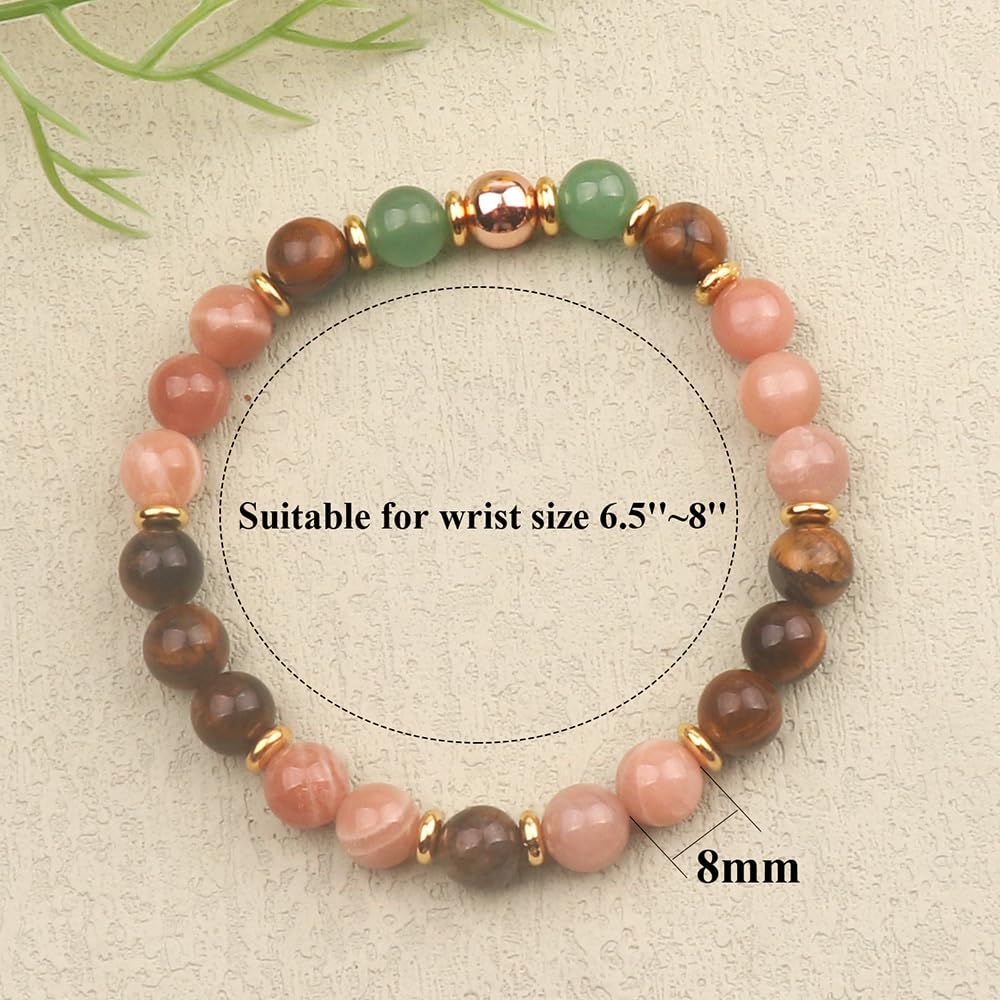 KSQS Healing Stone Bead Bracelet for Women, Natural Gemstones Balance Protection Bracelet, Spiritual Crystal Beads Bracelet Anxiety Relief with Meaning Card(#34)