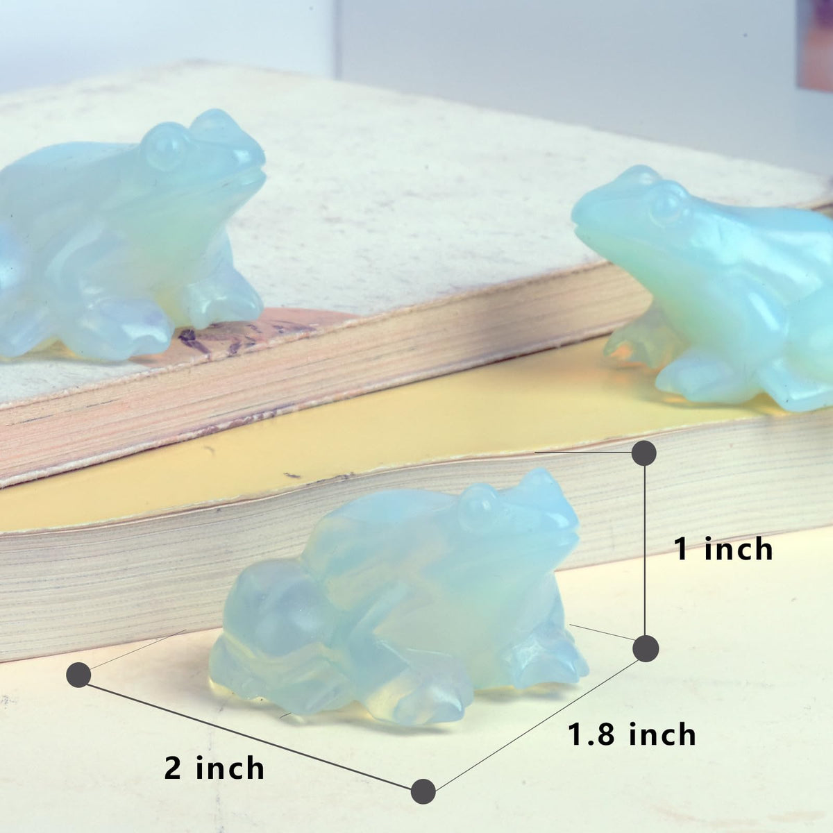 QLRSUXN 2 Inch Opal Frog Crystal Figurine，Frog Gifts Healing Crystal Decor，Frog Garden Statue Stone Energy Gemstones, in Bedroom Office Christmas Meditation Gifts Aquarium Decoration