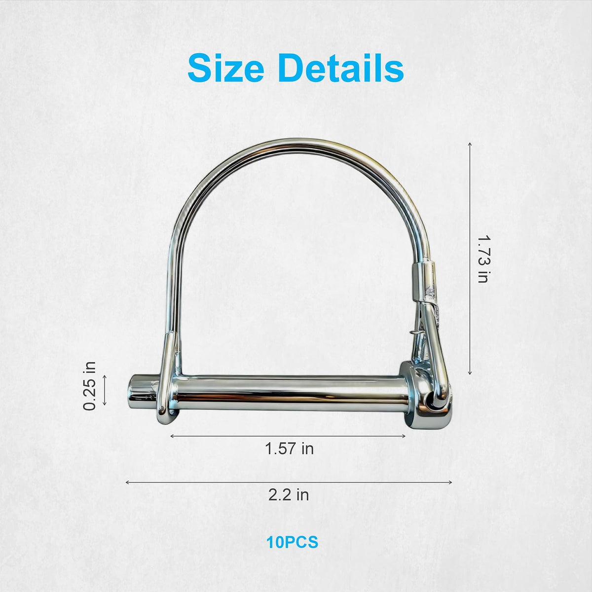 10 Pack, NRJSSCC Trailer Coupler Pin and Locking Pin, 2-1/8"x1/4" Trailer Hitch Pin, Heavy Duty Shaft Locking and Wire Lock Pins, Hardware Pins for Farm Trailers, Towing, Lawn Garden, Carbon Steel