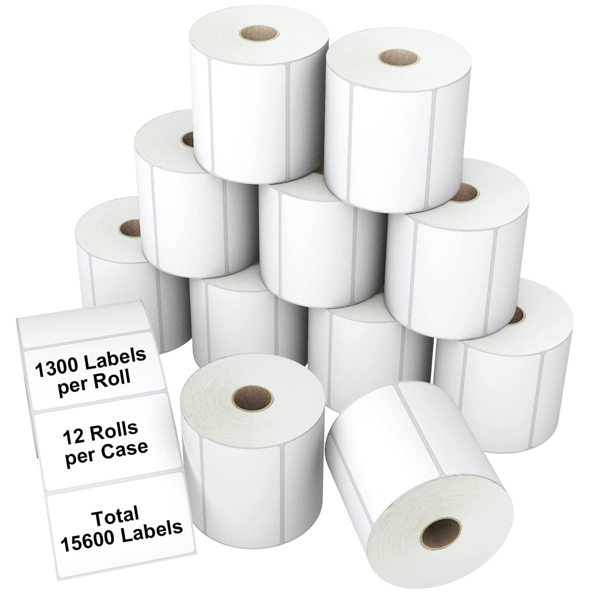 Labelchoice 3-Proof 2"x1" Direct Thermal Barcode Labels Rolls for Zebra LP2824 ZD411 ZD410 ZD421 ZD420 GK420D, 12 Rolls 15600 Pcs Waterproof Return Address Label Used with Rollo MUNBYN Desktop Printer