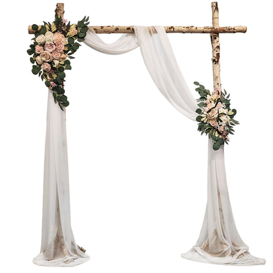 Garvee Arch Flowers with Drapes Kit (Pack of 3) - Includes 2Pcs Artificial Flower Arch Decor & 1Pcs Drapes, for Wedding Ceremony Bouquets Reception Backdrop Decoration, Pink