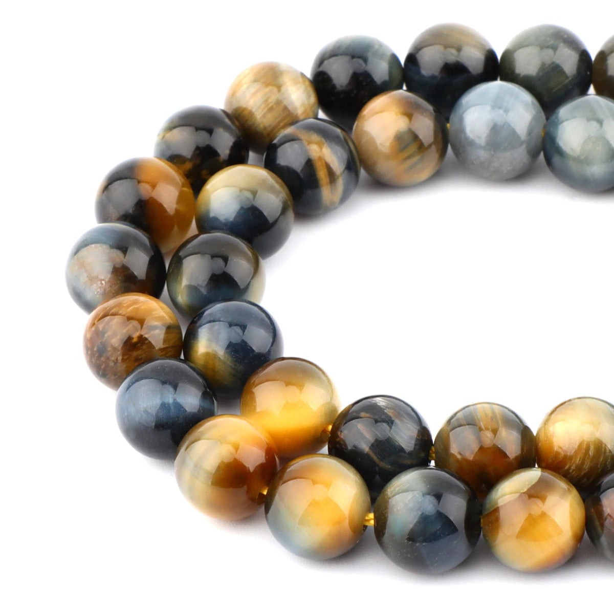 Bymitel 90 pcs Round Loose Stone Beads Gemstone Spacers for Charm DIY Jewelry Making 15.5" per Strand 4mm (Dream Tiger's Eye, 4mm)