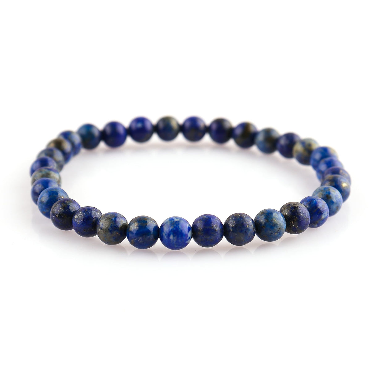 Gemimpression Natural Lapis Lazuli Gemstone Stretchable Bracelet, 6mm Round Beads, Elastic Adjustable Crystal Bracelet for Spiritual Healing, Christmas Gift (Lapis Lazuli)