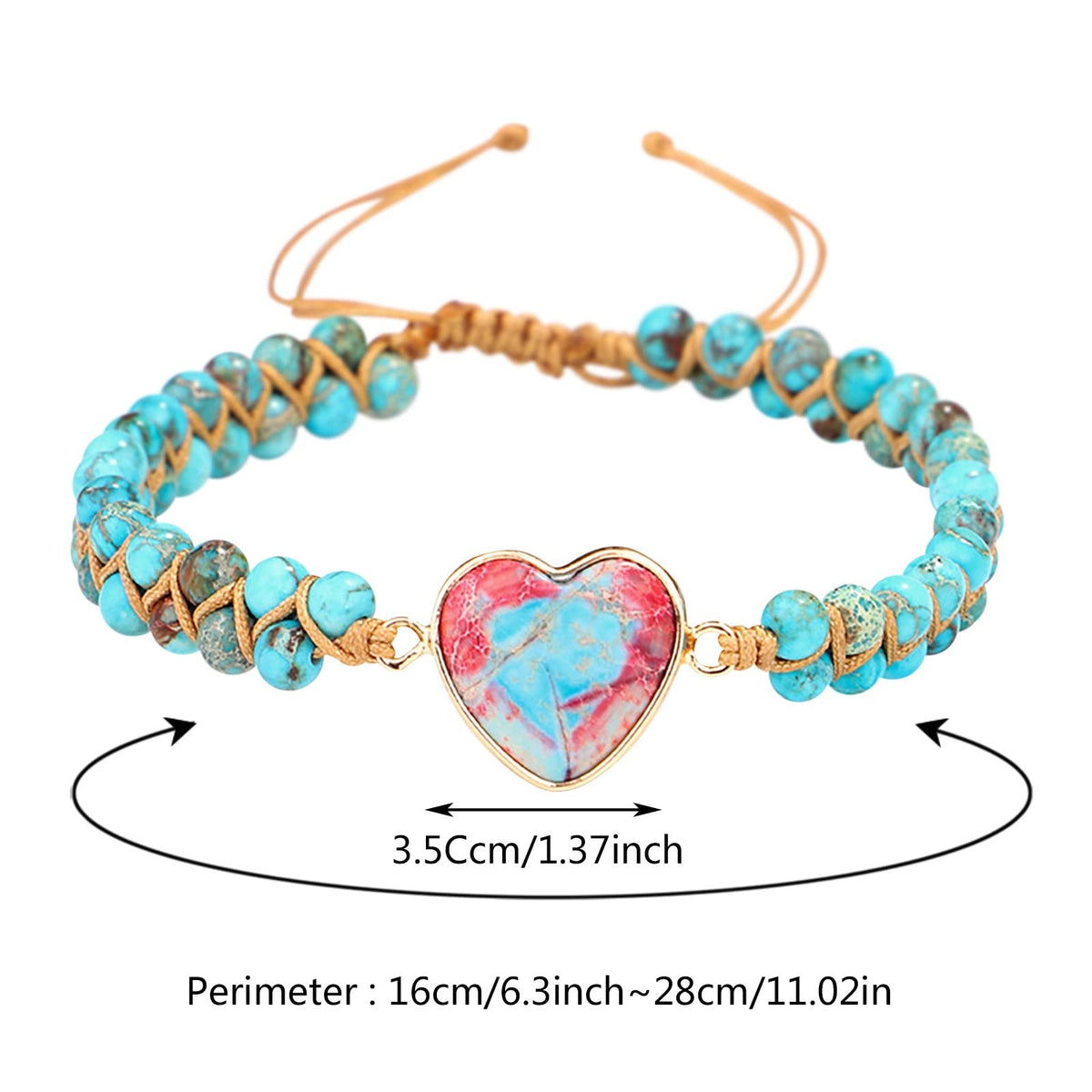 Healing Stone Bracelet Beads Yoga Bracelet Turquoise Natutal Stone Chakra Crystal Energy Heart Charm Bracelet Handmade