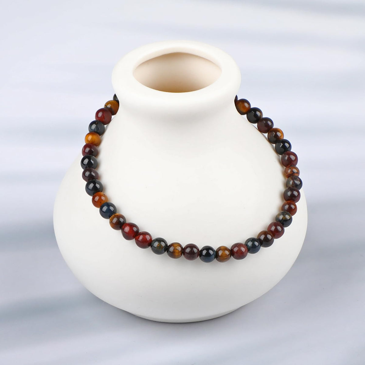 LPBeads Handmade Natural Gemstone Stretch Elastic 4mm Multicolor Tiger's Eye Bracelet Healing Crystal Round Stone Beads Jewelry Gifts for Women Men