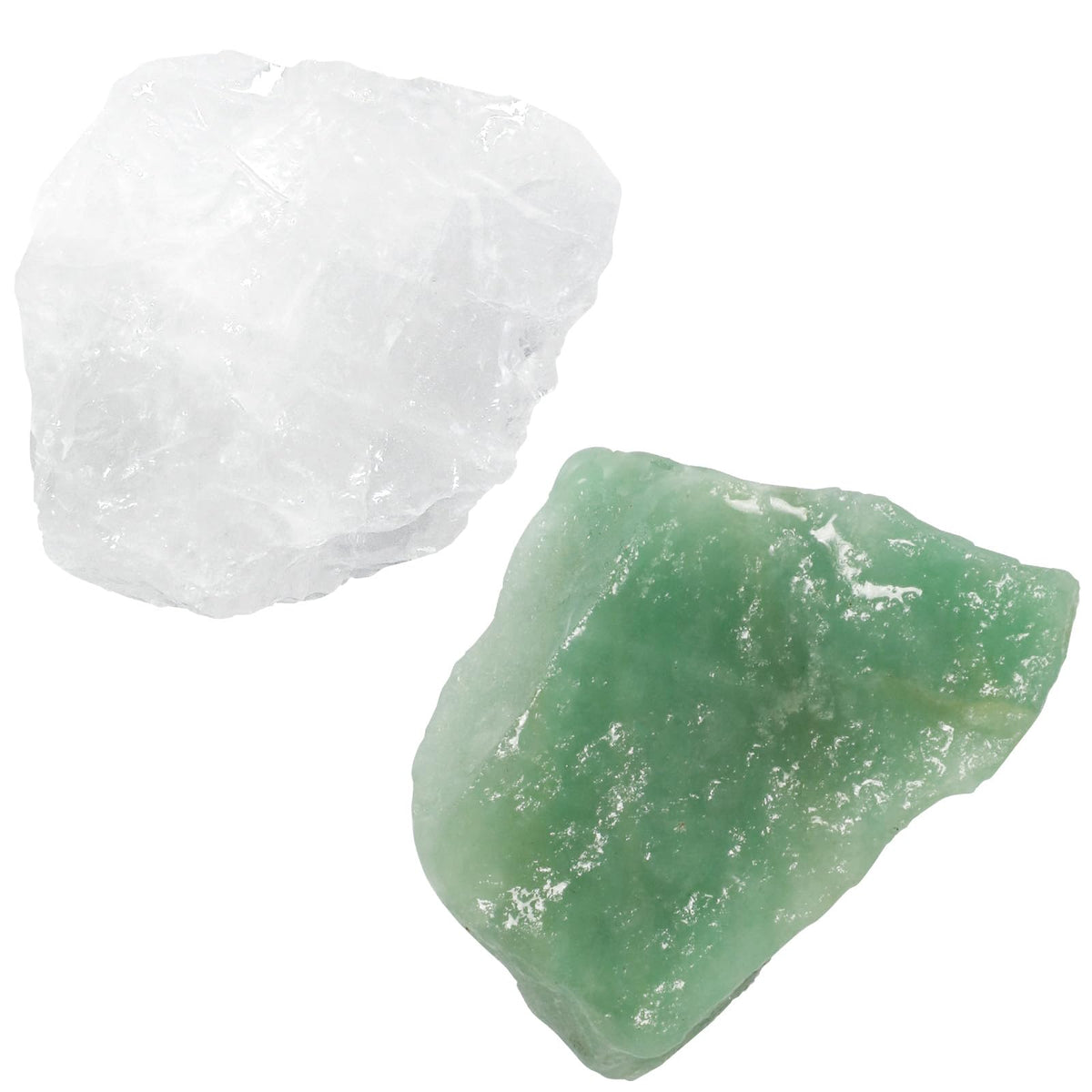 Orientrea Raw Green Aventurine Rough Crystal with Clear Quartz, Natural Green Aventurine Crystal and Healing Stones for Tumbling, Decoration, Polishing, Wire Wrapping, Wicca & Reiki 2PCS