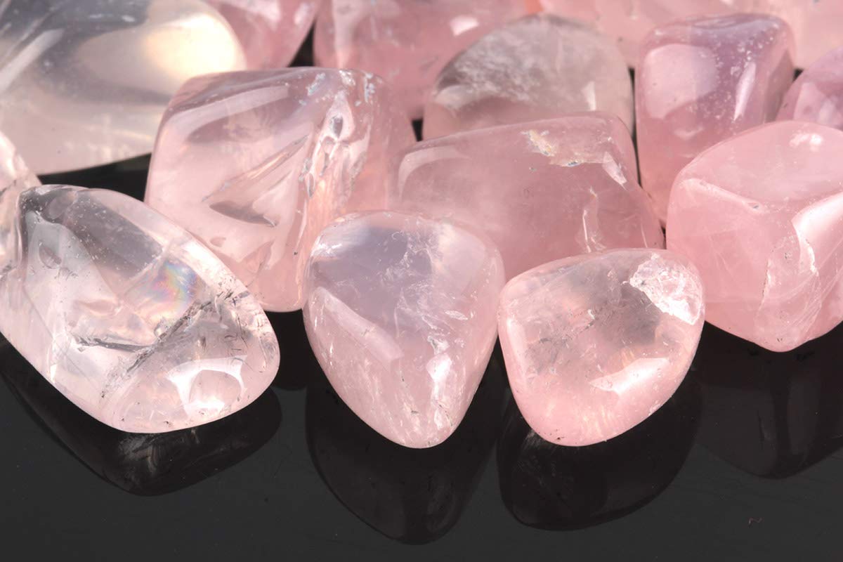 ZenQ 1 lb Rose Quartz Tumbled Stone Chips Crushed Natural Crystal Quartz Pieces