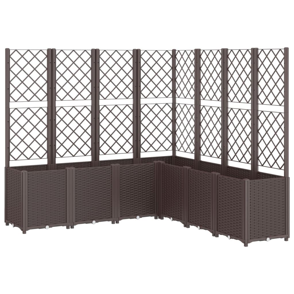 FUDUGEHMIOFWFJJ Large Modular Garden Planter with Trellis for Climbing Plants, 63x63x55 Inch UV Resistant Brown Polypropylene Outdoor Raised Bed for Patio, Balcony, Terrace