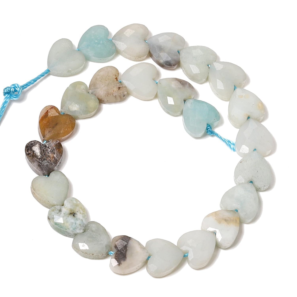 Nitopupu 22pcs Faceted Heart Stone Beads Amazonite Pattern Bead 8mm Crystals and Healing Stones for Jewelry Making Supplies,Friendship Bracelet Kit,Love Gifts