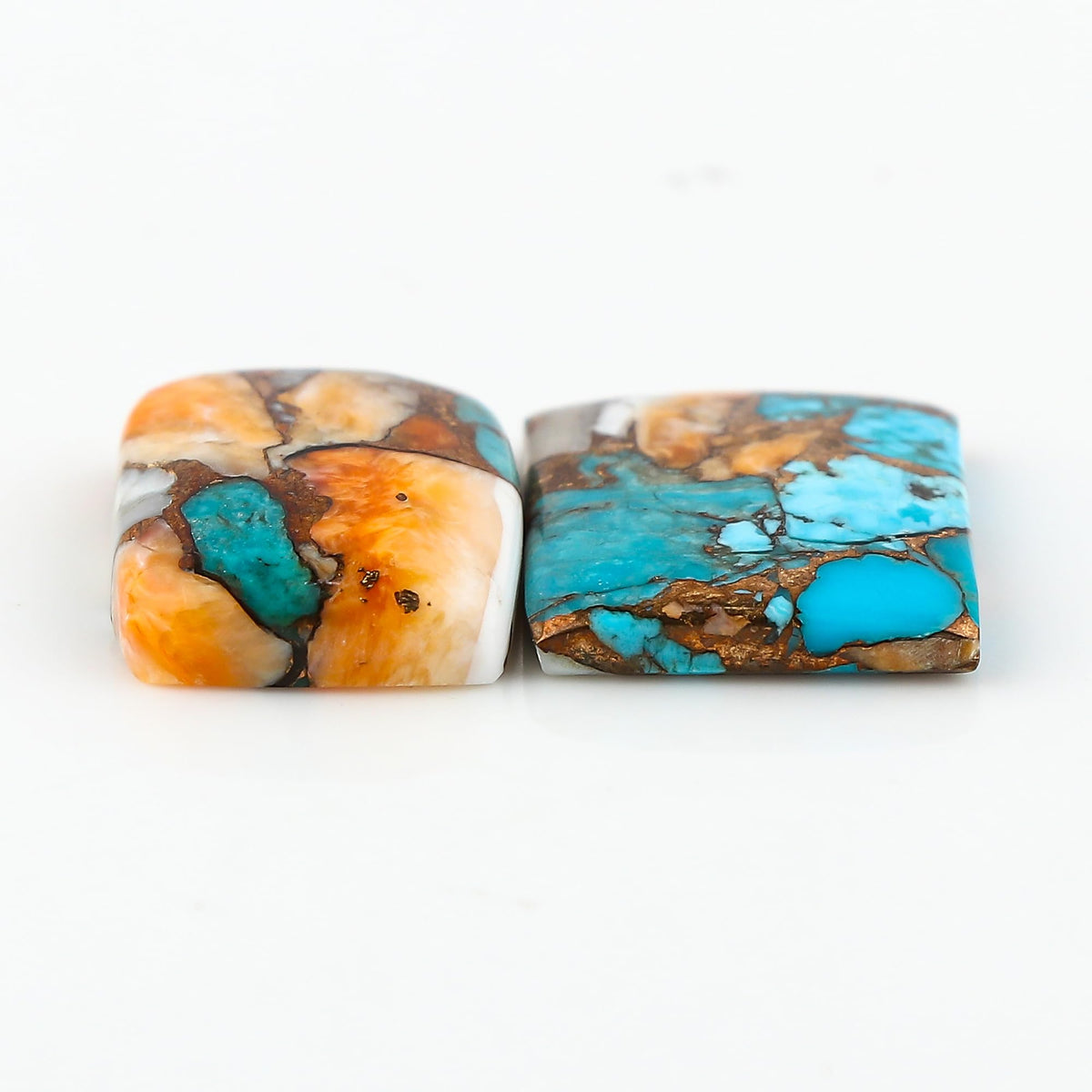 CRYSTALINES (2pcs) AAA Grade Genuine Oyster Turquoise Gemstone, Chakra Healing Crystals, Wholesale Cabochon, Polished Stones Supplies, DIY-Crafts, Jewelry Making, Gem Collection