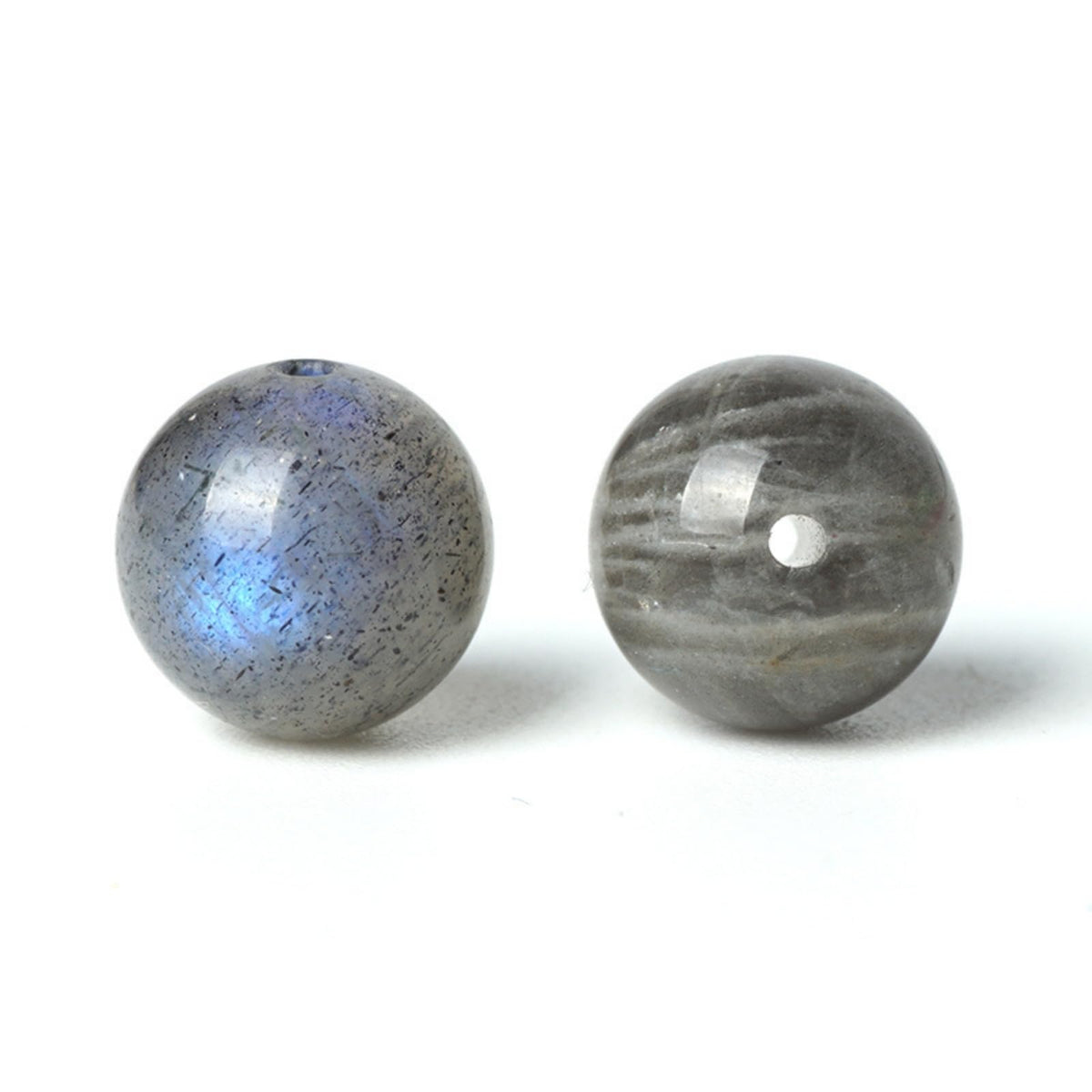 100Pcs Natural Stone 8mm Grey Moonstone Round Loose Gemstone Energy Healing Beads Hole Size 1mm DIY Smooth Beads for Bracelet Necklace Earrings Jewelry Making