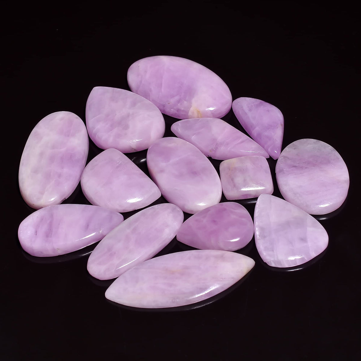 Natural Kunzite Gemstone- Healing Crystals for DIY Jewelry Making -Loose Natural Cabochon -Perfect for Crafting Unique Jewelry Designs Gift for Her, Mother and Wife (5 pcs, 25-35 mm)