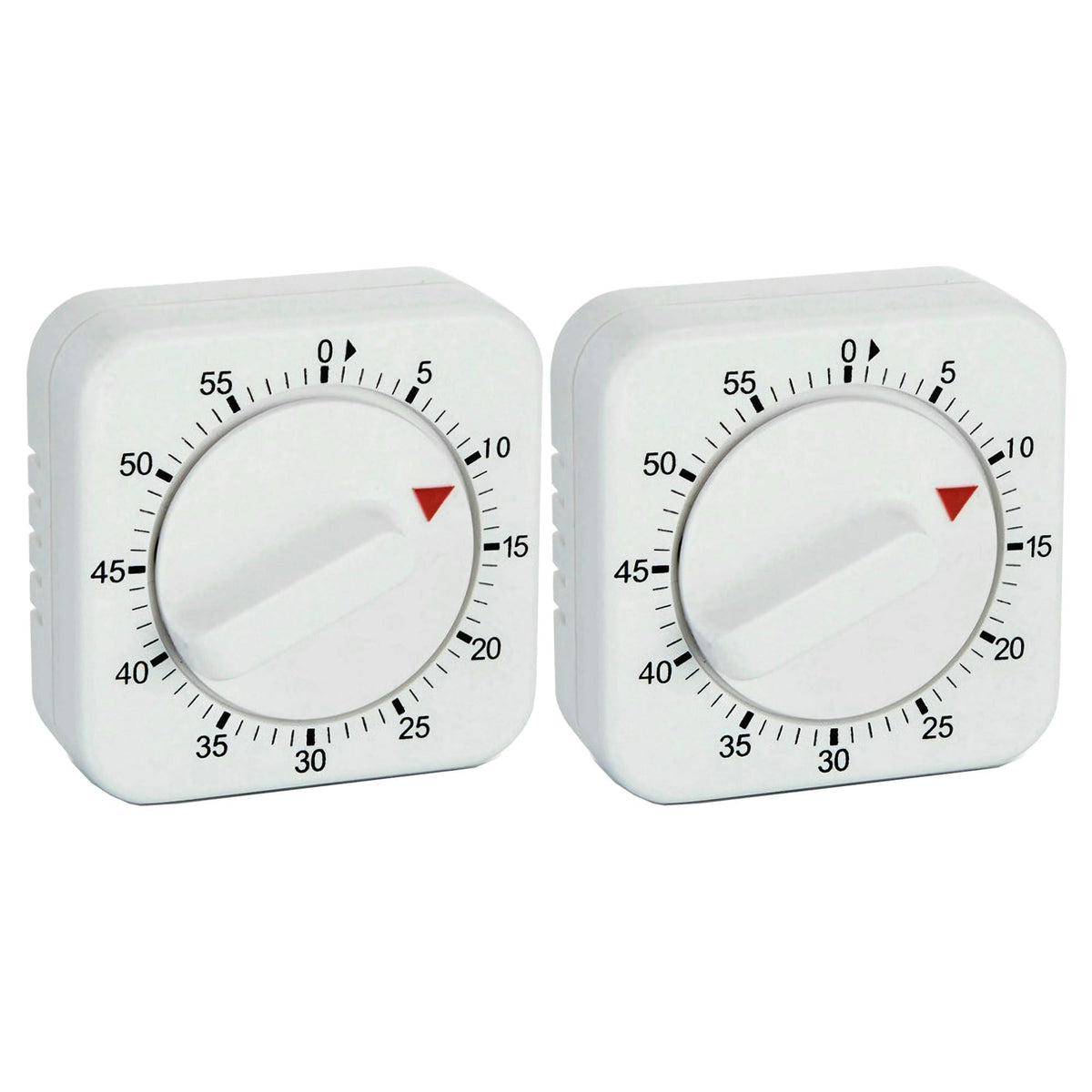 Square 60 Minute Mechanical Kitchen Timer, Easy to Use Visual Cooking Timer with Strong Magnet and Loud Alarm, Manual Countdown Timer for Classroom, Home, Study and Cooking (2 Pack)