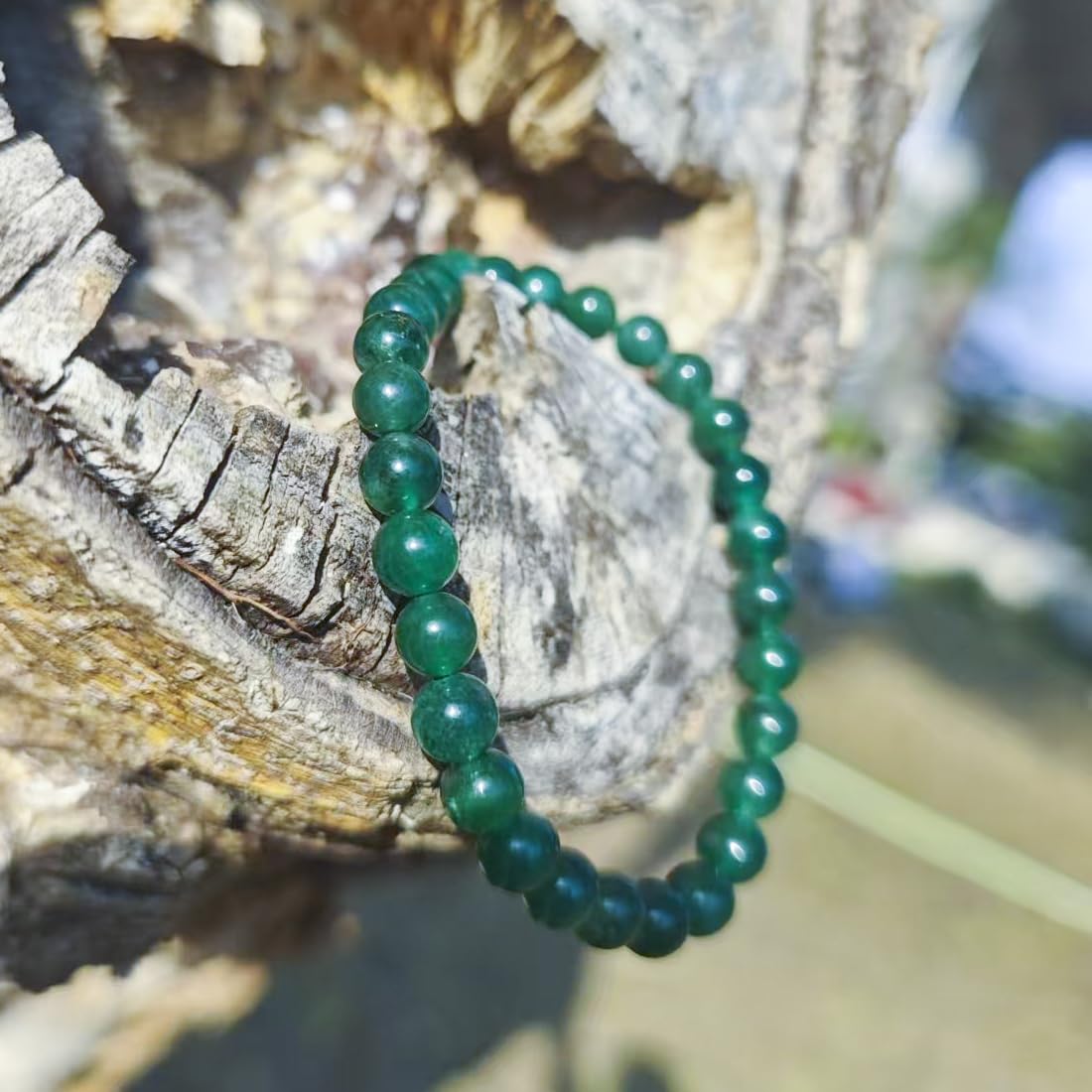 8mm Emerald Bracelet | Natural Green Heart Chakra Crystal Beads - Handmade Gemstone Meditation Bracelet for Abundance & Love & Luck | Beading Tool Kit - Fits for 6.5-7.5 inch Medium Wrist Size