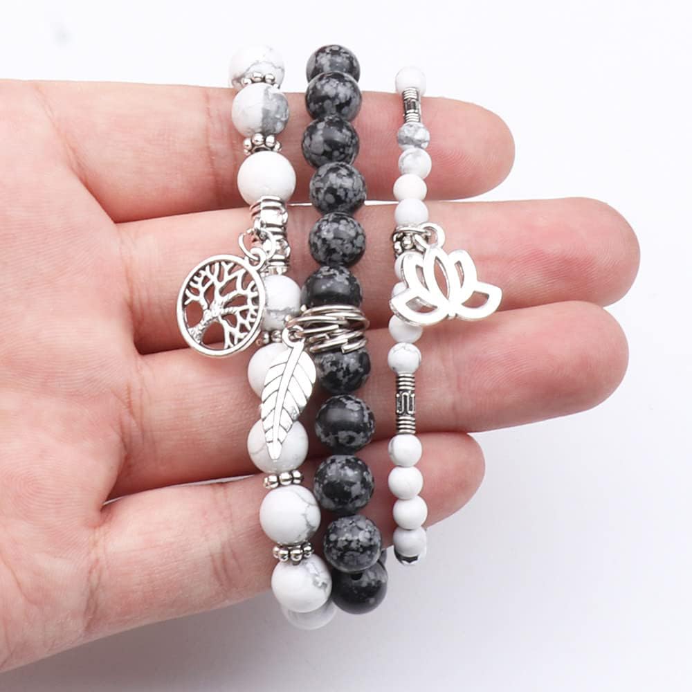 UEUC Tree of Life Yoga Healing Stone Bracelets,Multilayer Lotus Chakra Stone Reiki Bracelet Sets,Anxiety Crystal Natural Stone,for Women Stress Relief(#177)