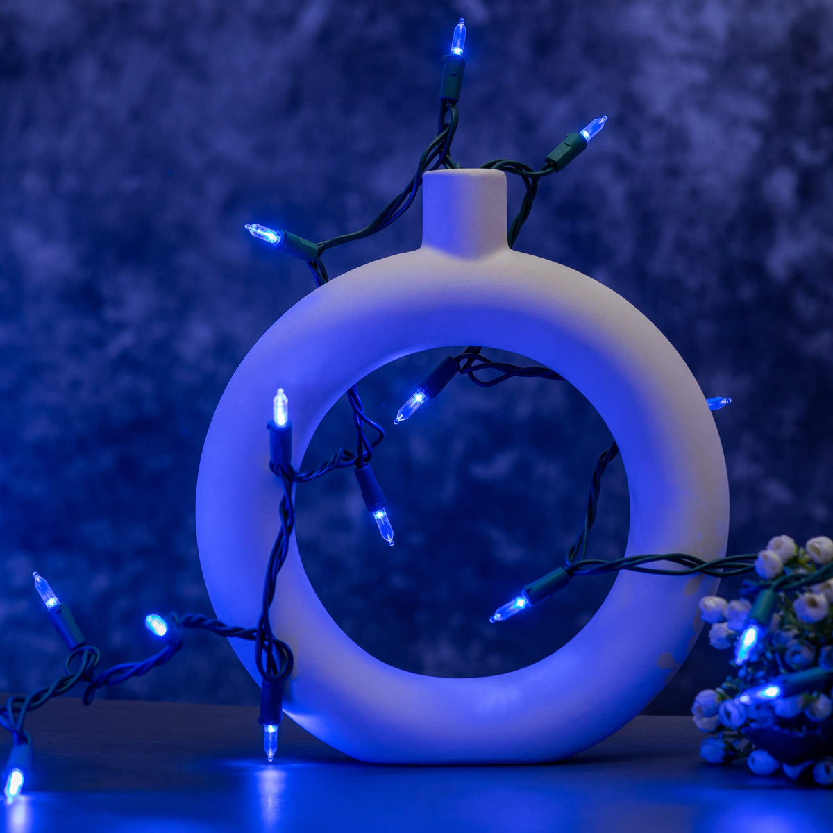 YULETIME 200 Blue LED Christmas Lights, 66 ft Green Wire UL String Light