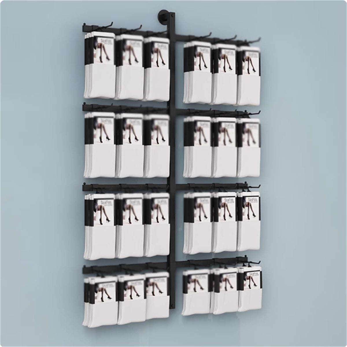 Wall-Mounted Sock Display Stand, Metals, Retail Underwear Showshelves, Lingerie Bra Rack Swimsuit Organizer Hanger, Commercial Clothing Store Shelf, 4 Tier(80 * 150cm)