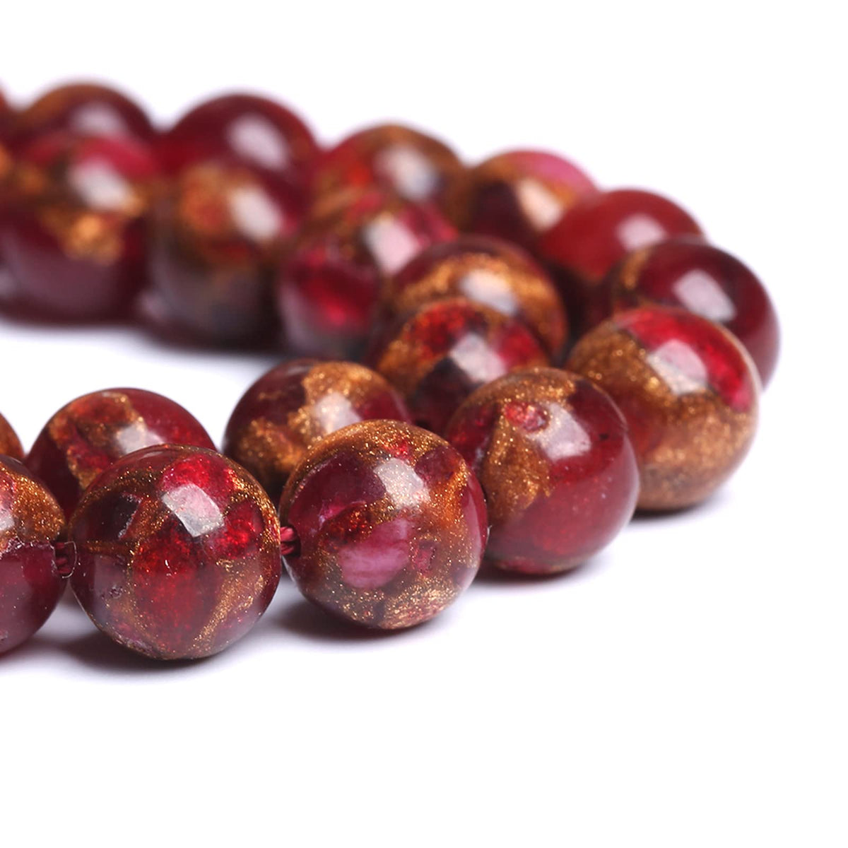 6MM 61PCS Red Cloisonne Craft Loose Round Beads for Jewelry Making DIY Bracelet