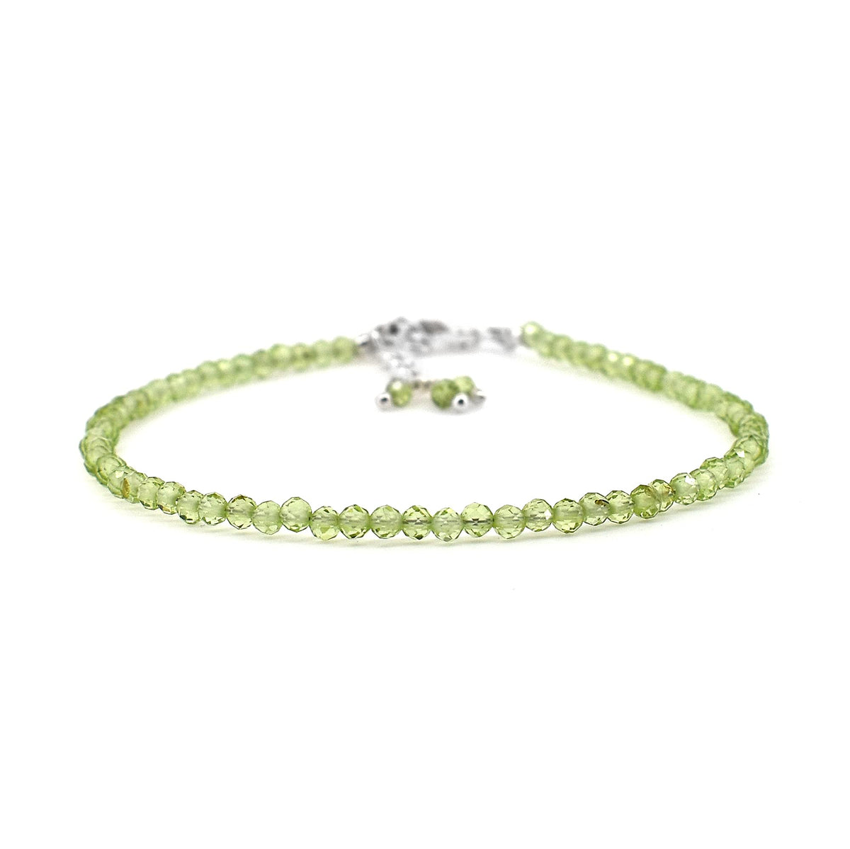 Gempires Peridot Bracelet for Women | Dainty Gemstone Beaded Bracelet 2.5 mm | Handmade Minimalist Stacking Bracelet | Adjustable Lightweight Everyday Jewelry | August Birthstone Gift for Her
