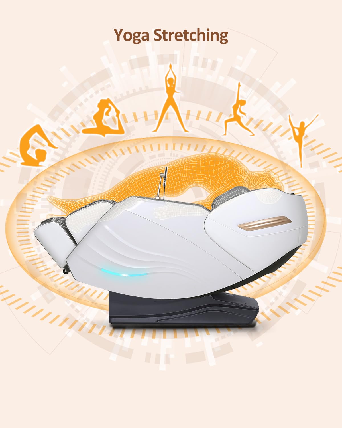 RELX Massage Chair Full Body, 20 Modes Zero Gravity SL-Track Shiatsu Massage Chair Built-in Heat System, Airbag Massage with Body Scan, Deep Yoga Stretch, Calfrest Extension and AI Control(White)