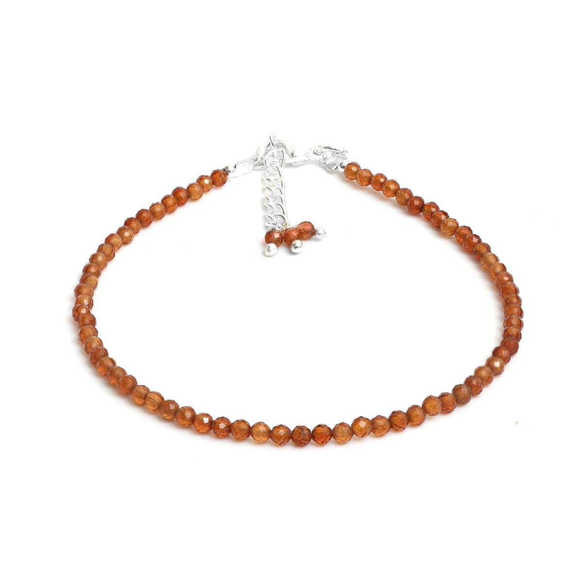 Gempires Hessonite Garnet Bracelet for Women | Dainty Gemstone Beaded Bracelet 2.5 mm | Handmade Stacking Bracelet | Adjustable Lightweight Minimalist Jewelry | Brown Orange Crystal Gift for Her