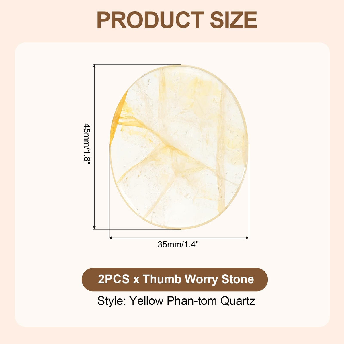 MECCANIXITY 2 Pcs Thumb Worry Stone for Anxiety, Yellow Phan-Tom Quartz Relief Crystals Hand Thumb Stones Pocket Gems Natural Polished for Yoga Meditation Relief