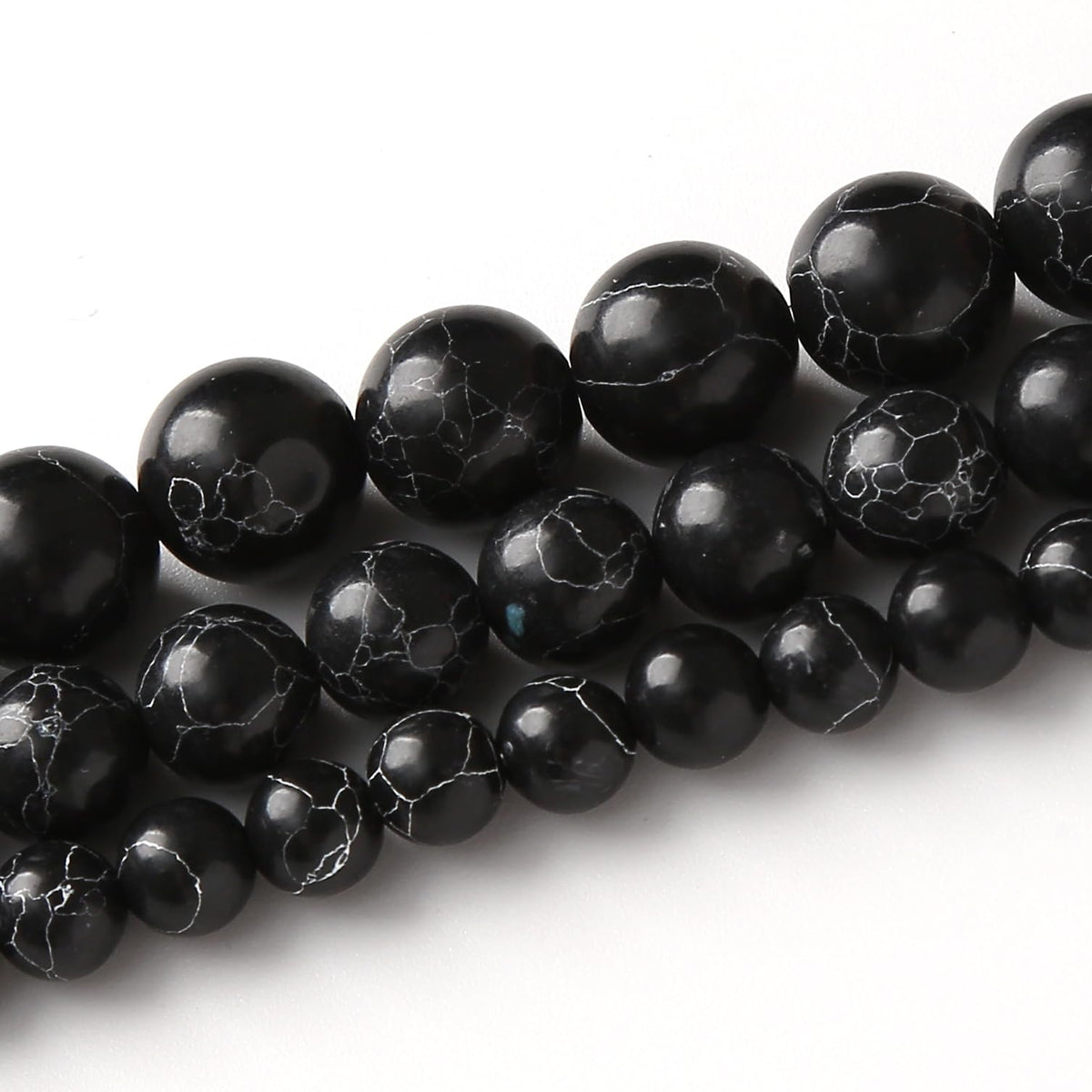Black Turquoise Stone Beads for Jewelry Making Gemstone Round Crystal Bracelet Necklace 1 Strand 15.5inch 35PCS 10MM
