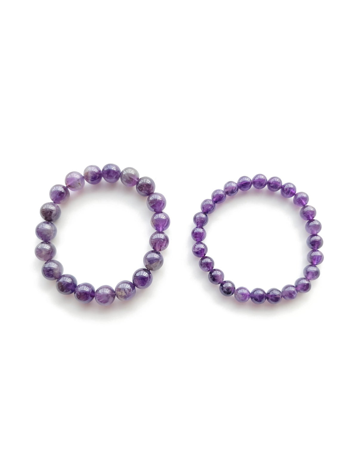 Silan's Natural Amethyst Bracelet for Women, Genuine Healing Crystal Stretch Elastic Adjustable Bracelet with Lucky Card, Gift for Her (8mm)