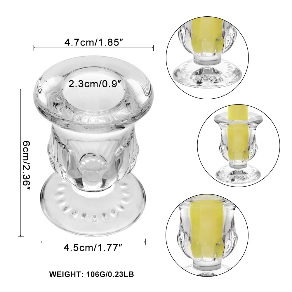 BTGLLAS Glass Taper Candle Holder Set of 6 - Clear Crystal Candlestick Holders for Tapered Candles, Elegant Candle Stick Holder Set for Wedding Party Christmas Thanksgiving Festival (6, Transparent)