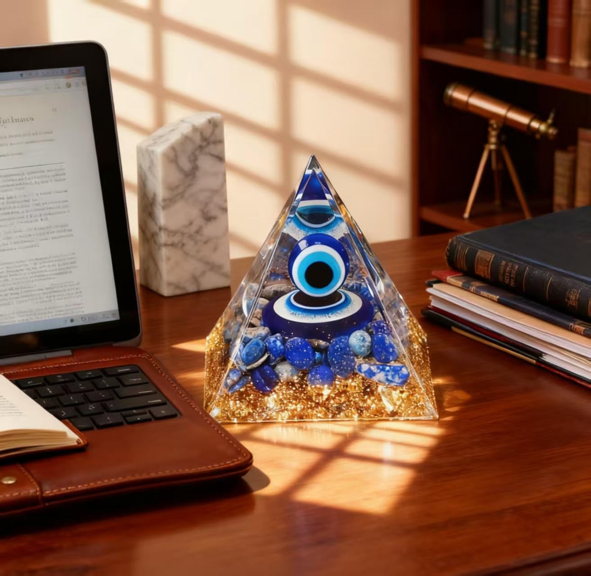 ycyingcheng Moonstone Crystal Orgone Pyramid Ogan Crystal Energy Tower, Nature Reiki Chakra Crushed Stone Jewelry, Crystal Pyramid for Home Decor (Lapis Lazuli)