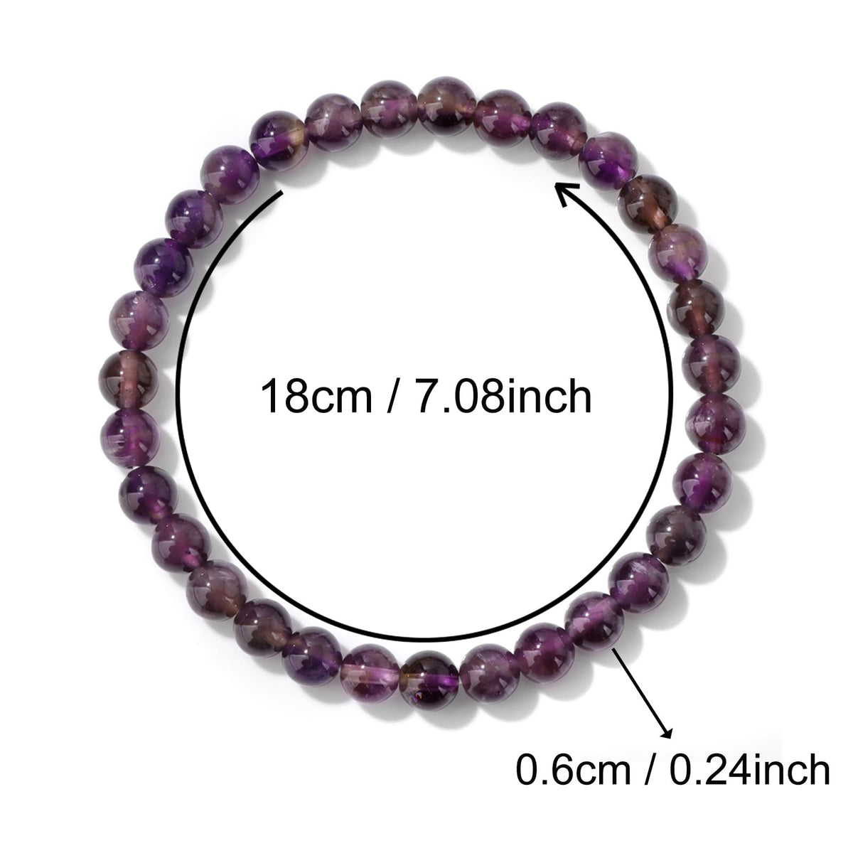 AUMRET Purple Beaded Amethyst Bracelet-6mm February Birthstone Bracelet Relive Anxiety Jewelry For Women Valentine's Day Mother's Day Christmas Birthday Gifts