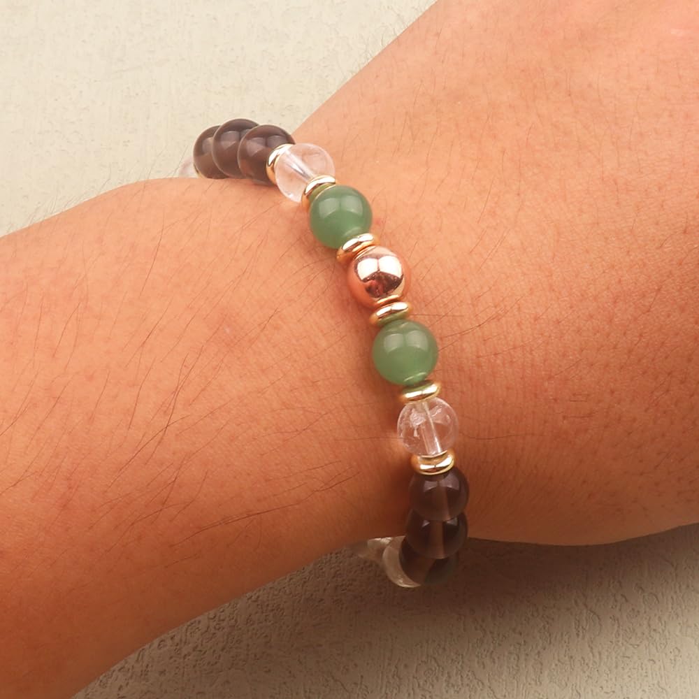KSQS Healing Stone Bead Bracelet for Women, Natural Gemstones Balance Protection Bracelet, Spiritual Crystal Beads Bracelet Anxiety Relief with Meaning Card(#25)