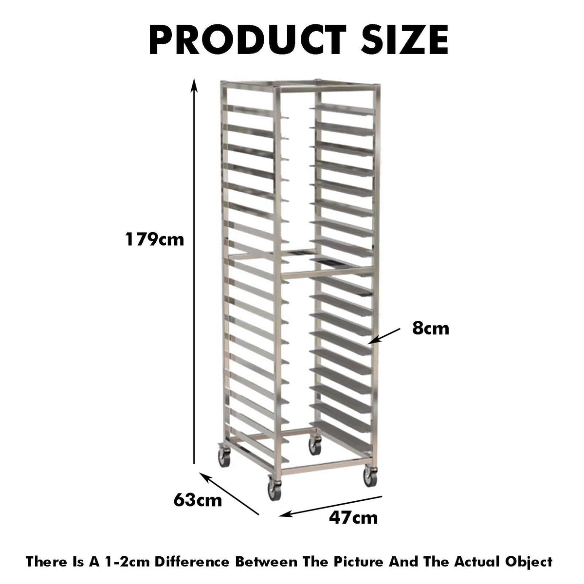 GenSDH 18-Tier Aluminum Bakery Rack with Wheels, Commercial Cooling Trolley for Full & Half-Size Pans, Heavy-Duty for Efficient Baking and Storage
