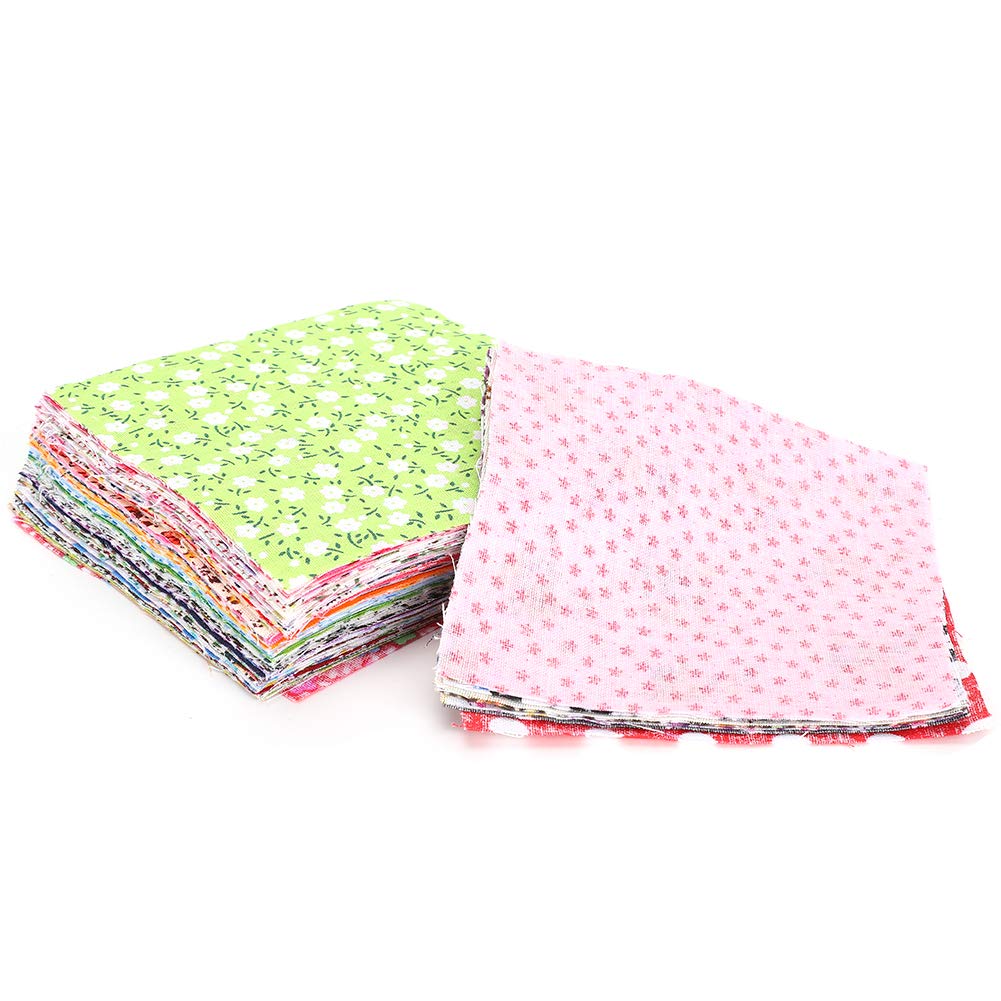 AYNEFY Cotton Floral Patchwork,100 Pcs 10 x 10 cm Floral Printed Fabric Patchwork Sewing Craft Fabric Bundles for Sewing Quilting Stitching DIY Making Supplies