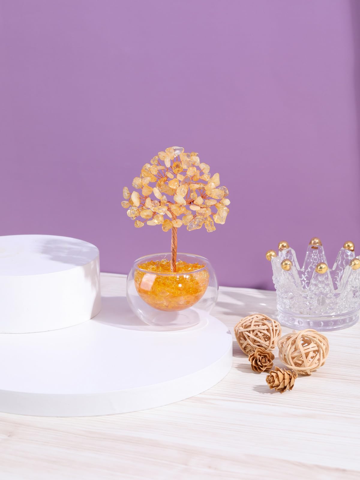 PESOENTH Citrine Crystal Tree of Life Gifts for Women Mom Birthday,Citrine Stone Tree Gem Tree for Positive Energy Good Luck Spiritual Home Room Decor Gifts