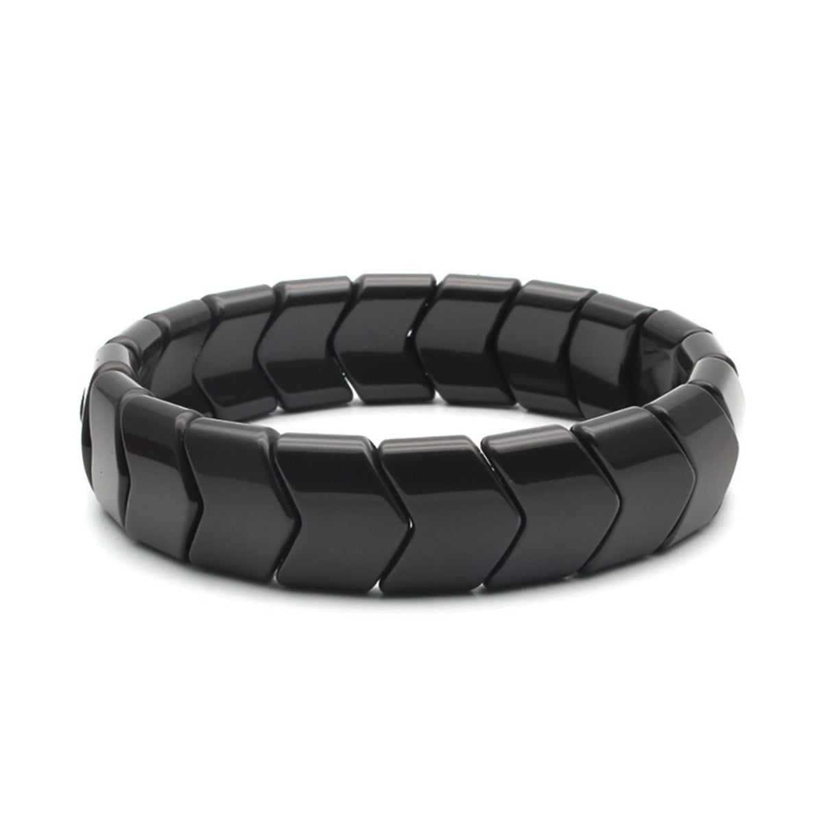 eleewoo Handmade 15mm Arrow Black Tourmaline Bracelet for Men Women, Bold Statement Grounding & Protection Crystal Jewelry, Beaded Stretch Bracelet in Premium Gift Pouch