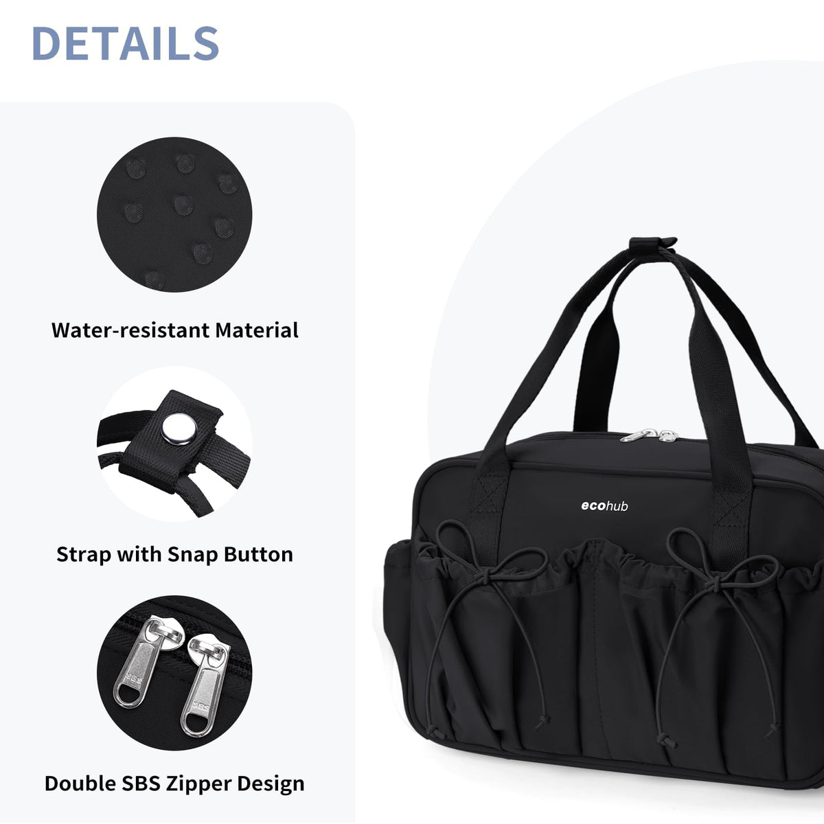 ECOHUB Small Gym Bag for Women, Mini Gym Duffle Bag with Wet Compartment, Bowknot Sports Bag, Cute Gym Tote Bag Dance Yoga Workout Travel Bags Black