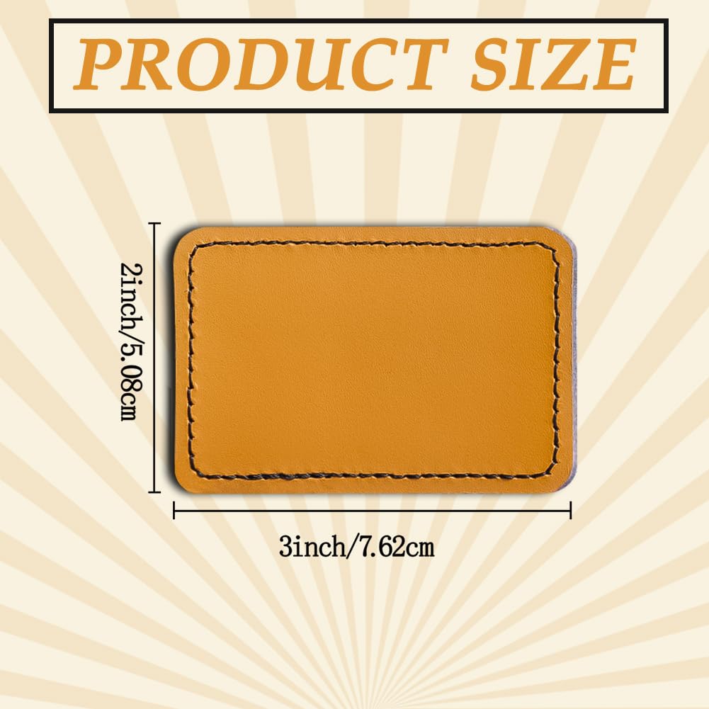 15Pcs Blank Leatherette Hat Patches with Adhesive Rustic Leatherette Rectangle Patch Real Leather Patches for Hats Custom Fabric Repair Sew Laser Supplies Clothes Bags DIY Crafts 3 x 2 Inches (Yellow)