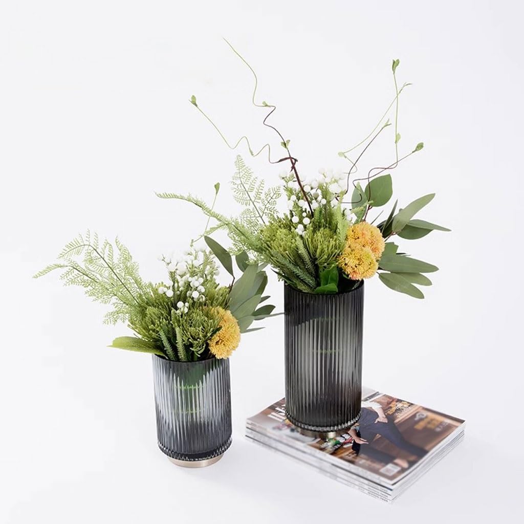 Nordic Light Luxury Simulation Flower Art Set Glass Vase Decoration Living Room Porch Dining Table Coffee Fake Interior Fake Plants(A)