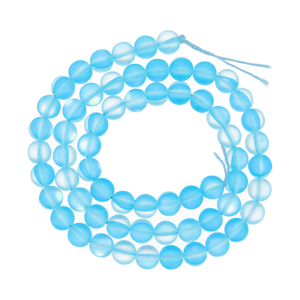 uxcell Matte Crystal Glass Beads 6mm Synthetic Frosted Shining Semi-Precious Round Loose Beads Synthetic Moonstone for Jewelry Making DIY Bracelet, Light Blue