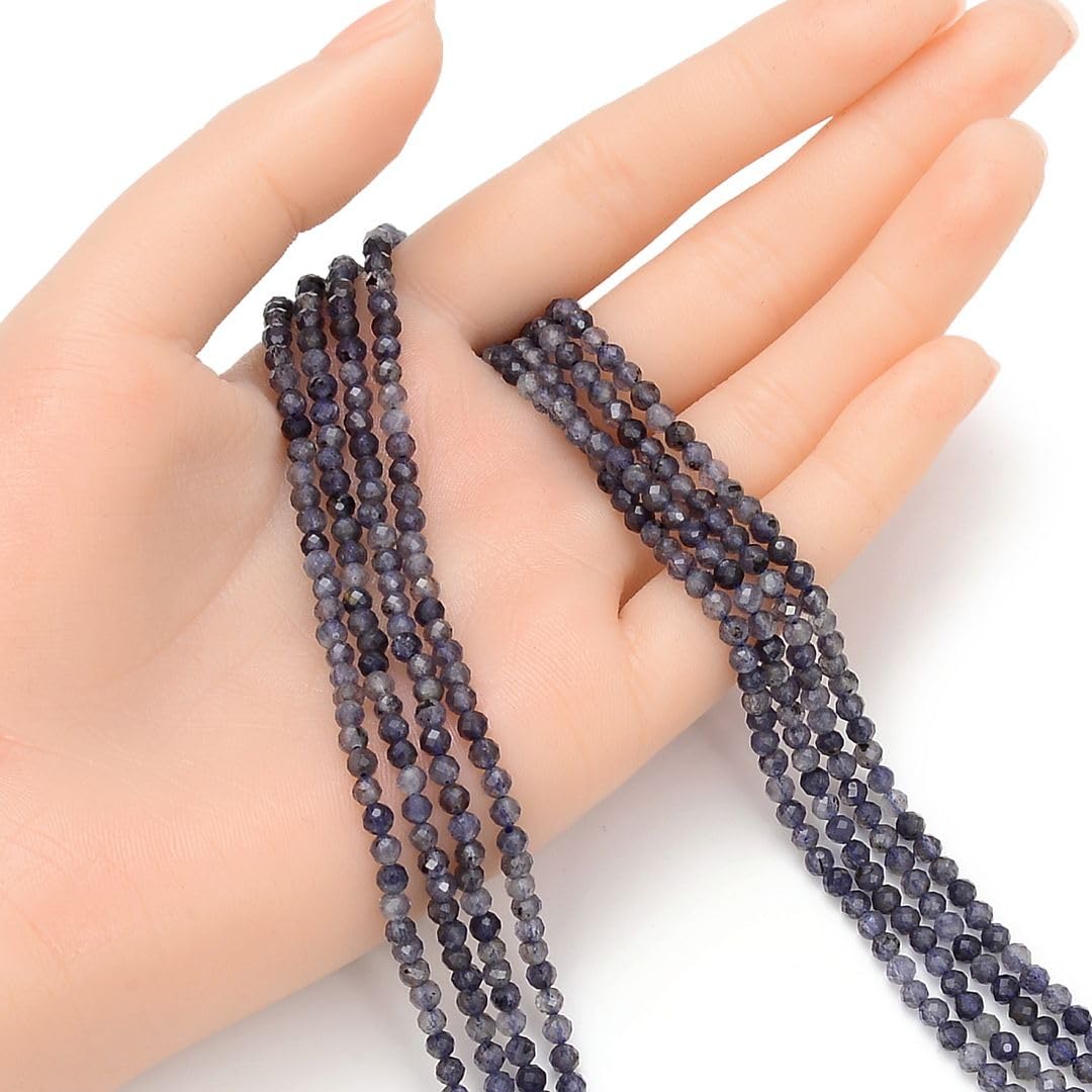 Adabele 15 Inch Natural Iolite Dichroite Healing Gemstone 3mm (0.12 Inch) Tiny Small Faceted Round Loose Beads Stone Spacer (110-120pcs) for Craft Jewelry Making GK3-20