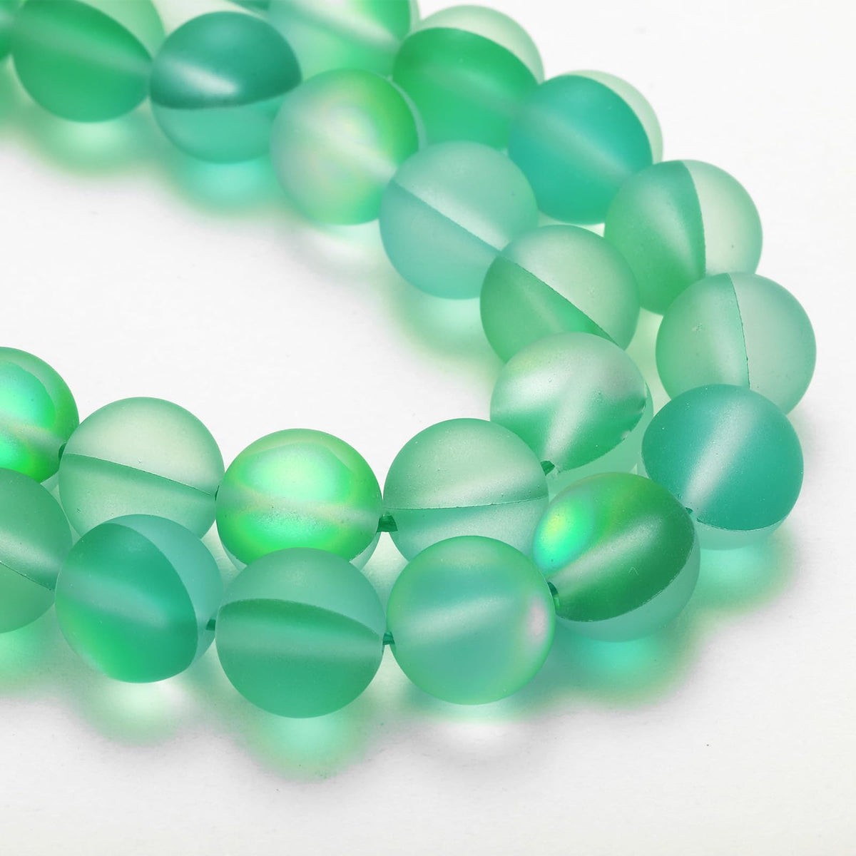 uxcell Matte Crystal Glass Beads 6mm Synthetic Frosted Shining Semi-Precious Round Loose Beads Synthetic Moonstone for Jewelry Making DIY Bracelet, Green