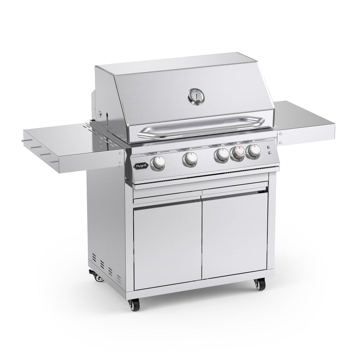 Stainless Steel Grill Cart for Hygrill 4-Burner Built-In Gas Grill, Outdoor Kitchen Island with Foldable Side Shelves and Storage Cabinet