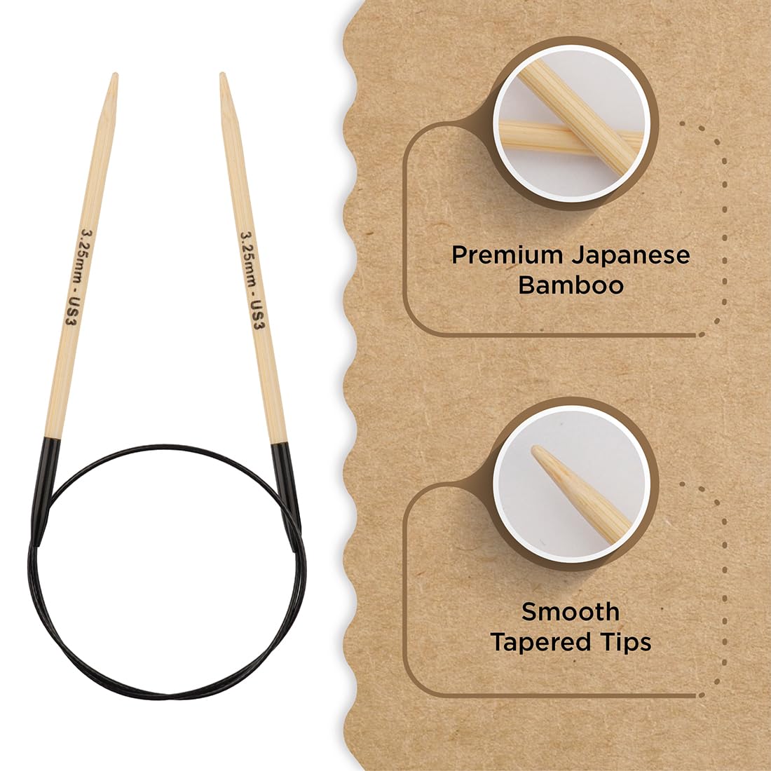 Knitter’s Pride Bamboo Luxe Fixed Circular Needles 40"" (100cm) – US Size 3 (3.25mm)