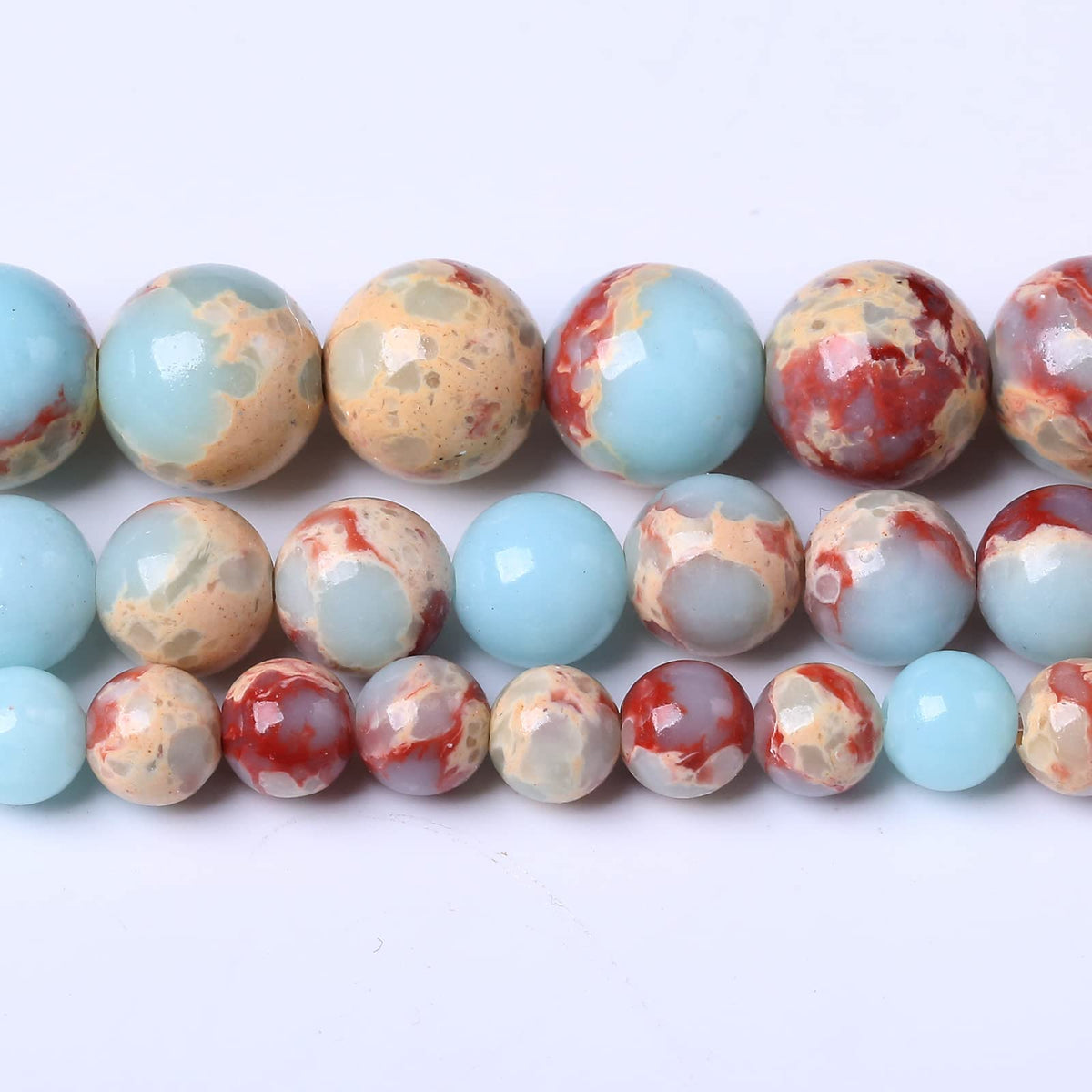 36PCS 10MM Natural Longevity Mountain Beads Round Loose Stone Beads for Jewelry Making DIY Energy Stone Healing Power Bracelet 15"